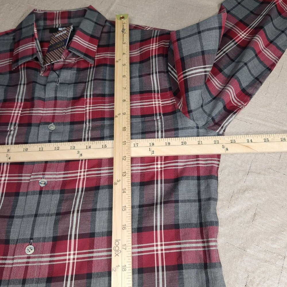 Murano Men's Size L Shirt  London Collection Slim Fit gray/red plaid casual -(28 - Picture 10 of 11